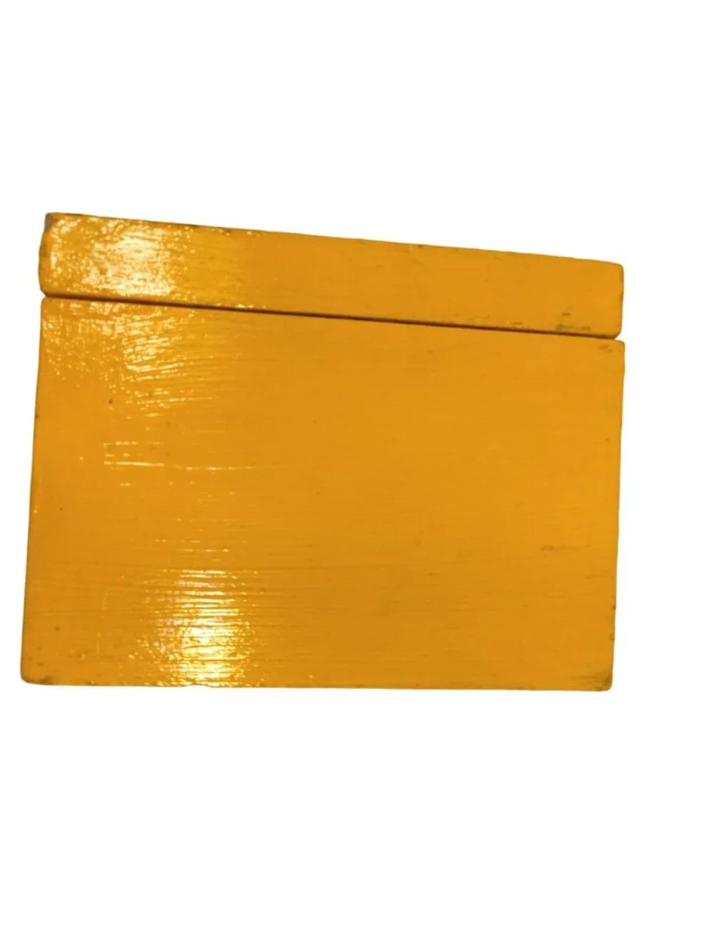 Hand Painted Wood Lunchbox Hippos Storage Box Handmade Yellow 3D
